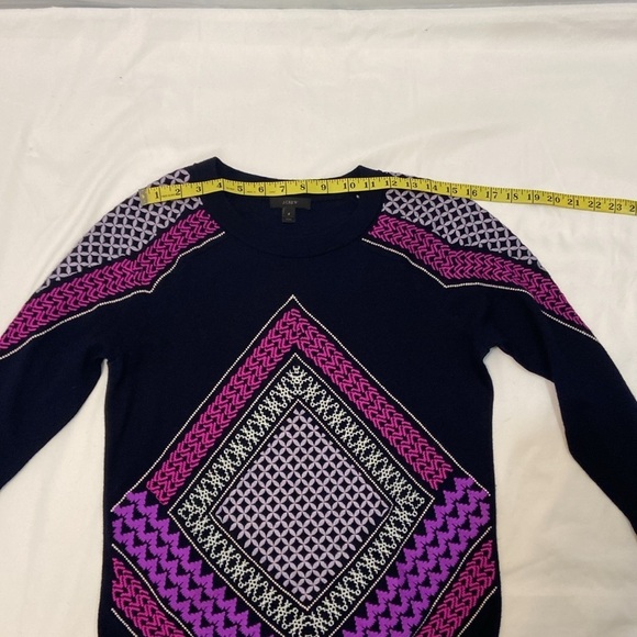 J.Crew Women’s Black or Blue /Multicolored Embroidered Sweater, Size-Small. - Picture 3 of 12